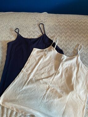 2-Pack Spaghetti Strap Cami Tanks - Navy & white